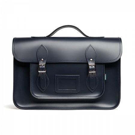 Zatchels Classic Satchel Navy Handle 14.5-inch